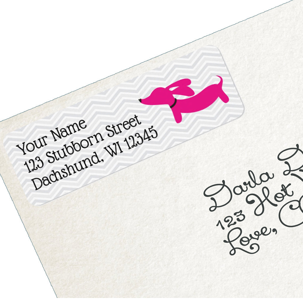 Pink Dachshund Return Address Labels, The Smoothe Store